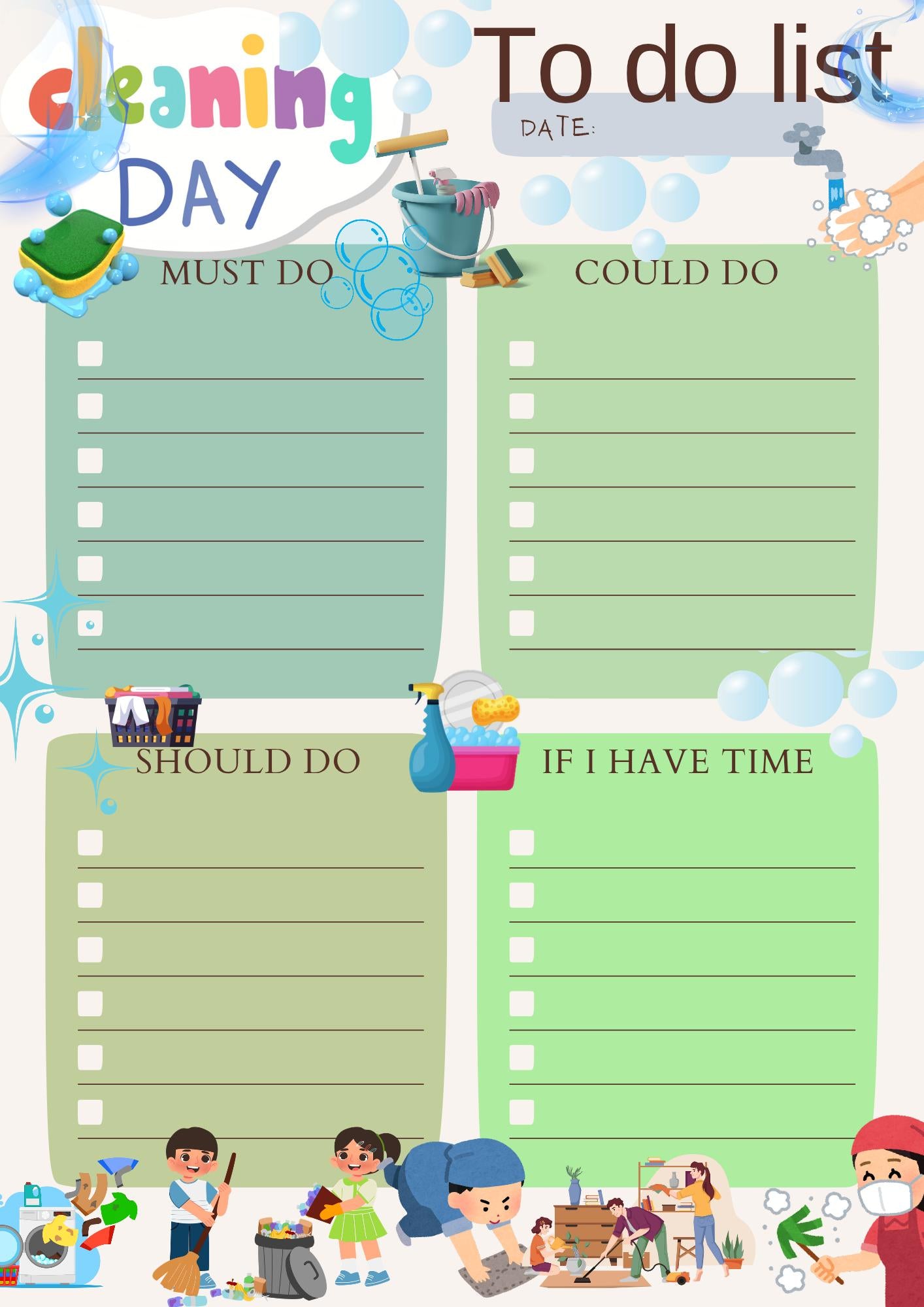 Kids Daily ToDo List | Chore Chart Cleaning Checklist | PDF Download I Kids Daily To-Do List: Chore Chart and Cleaning Checklist (PDF File)