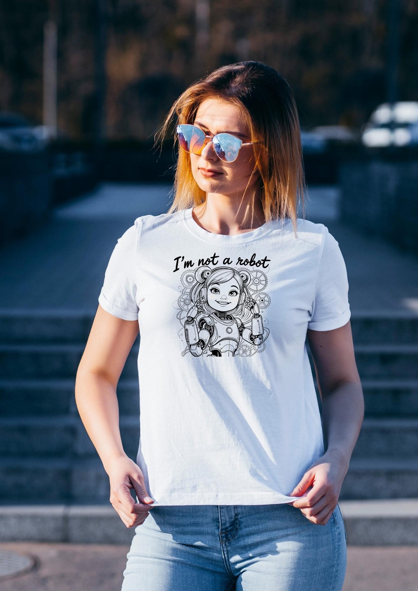 I'm Not a Robot” T-Shirt Design – Printable PNG for POD & Streetwear Apparel