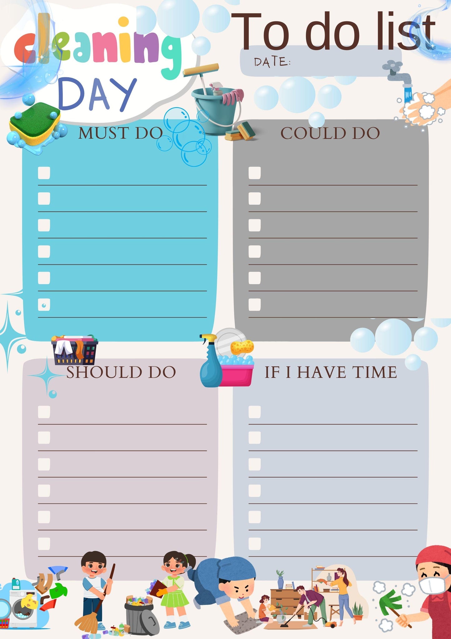 Kids Daily ToDo List | Chore Chart Cleaning Checklist | PDF Download I Kids Daily To-Do List: Chore Chart and Cleaning Checklist (PDF File)