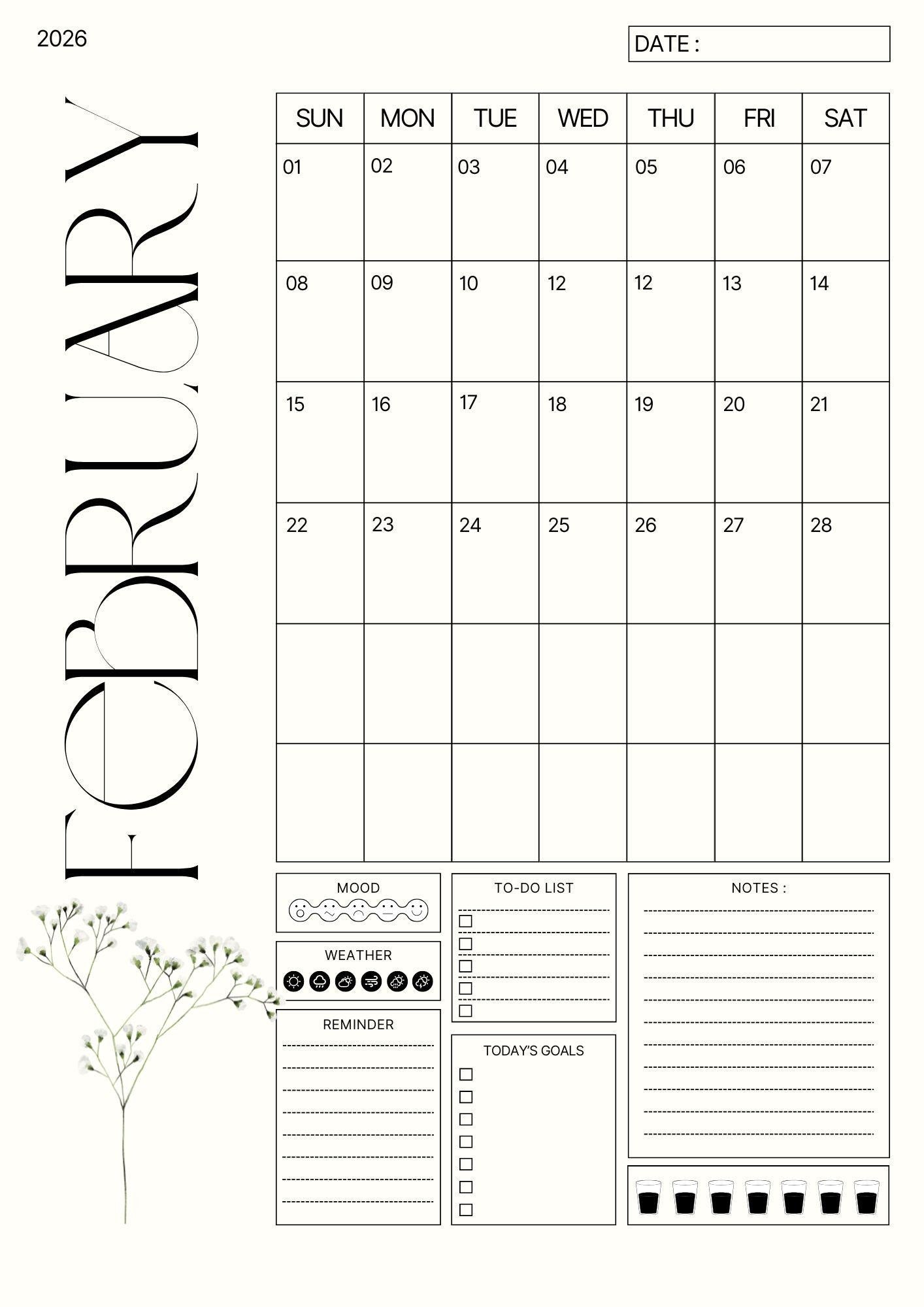 Minimalist 2026 Planner Printable | Daily & Weekly Task Organizer | Digital To-Do List PDF Download I 2026 Planner: Minimalist Daily and Weekly To-Do List (Printable Digital Download