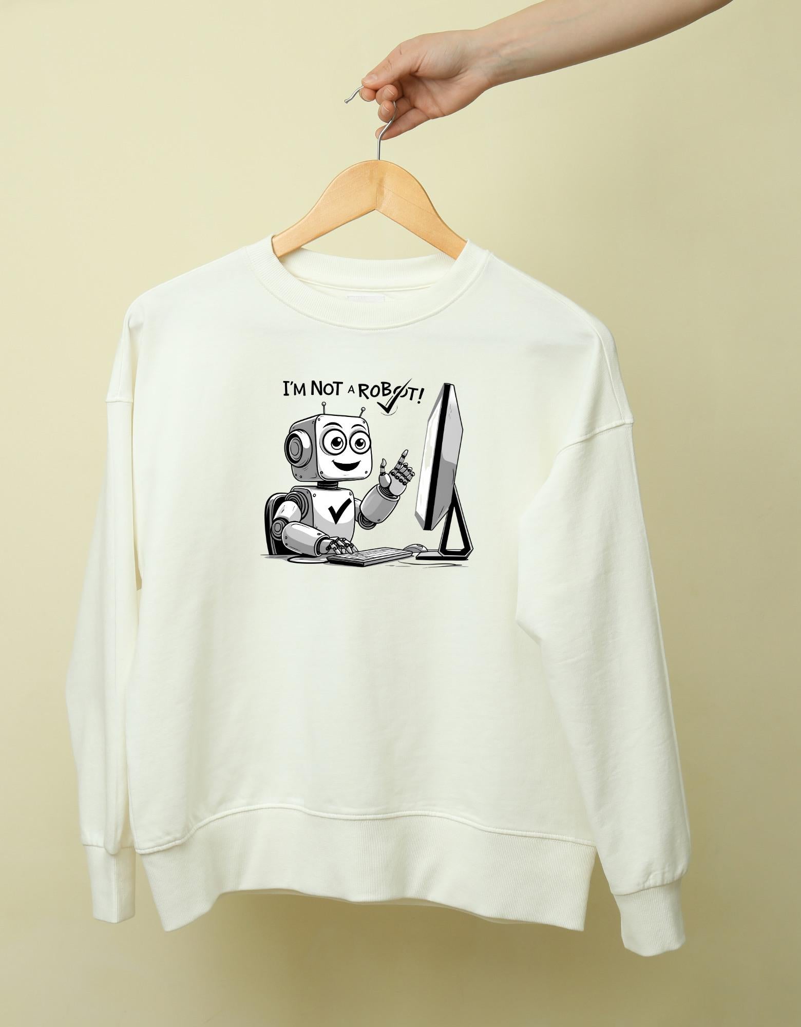 Funny Hoodie Design | “I’m Not a Robot” Graphic | Digital PNG Download for Sweatshirt & Apparel Printing I Hoodie Designs – “I'm Not a Robot” – Digital Download