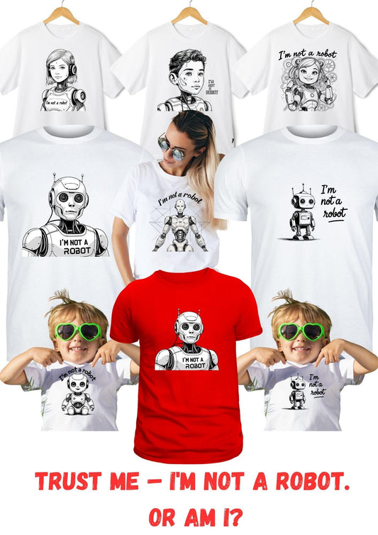 I'm Not a Robot” T-Shirt Design  – Printable PNG for POD & Streetwear Apparel