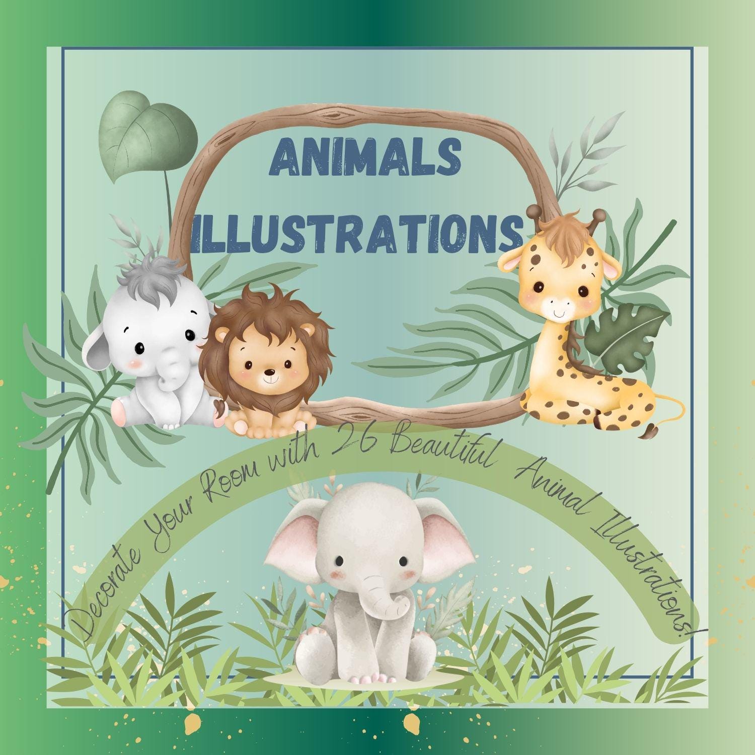 Nursery Animal Wall Art Prints | 25 Cute Kids Room Illustrations | Playroom Printable Artwork Set I animal picture for kids room / animal print /Cute Color Illustrations of animal for Nursery or Playroom Kids room Include 25 pictures