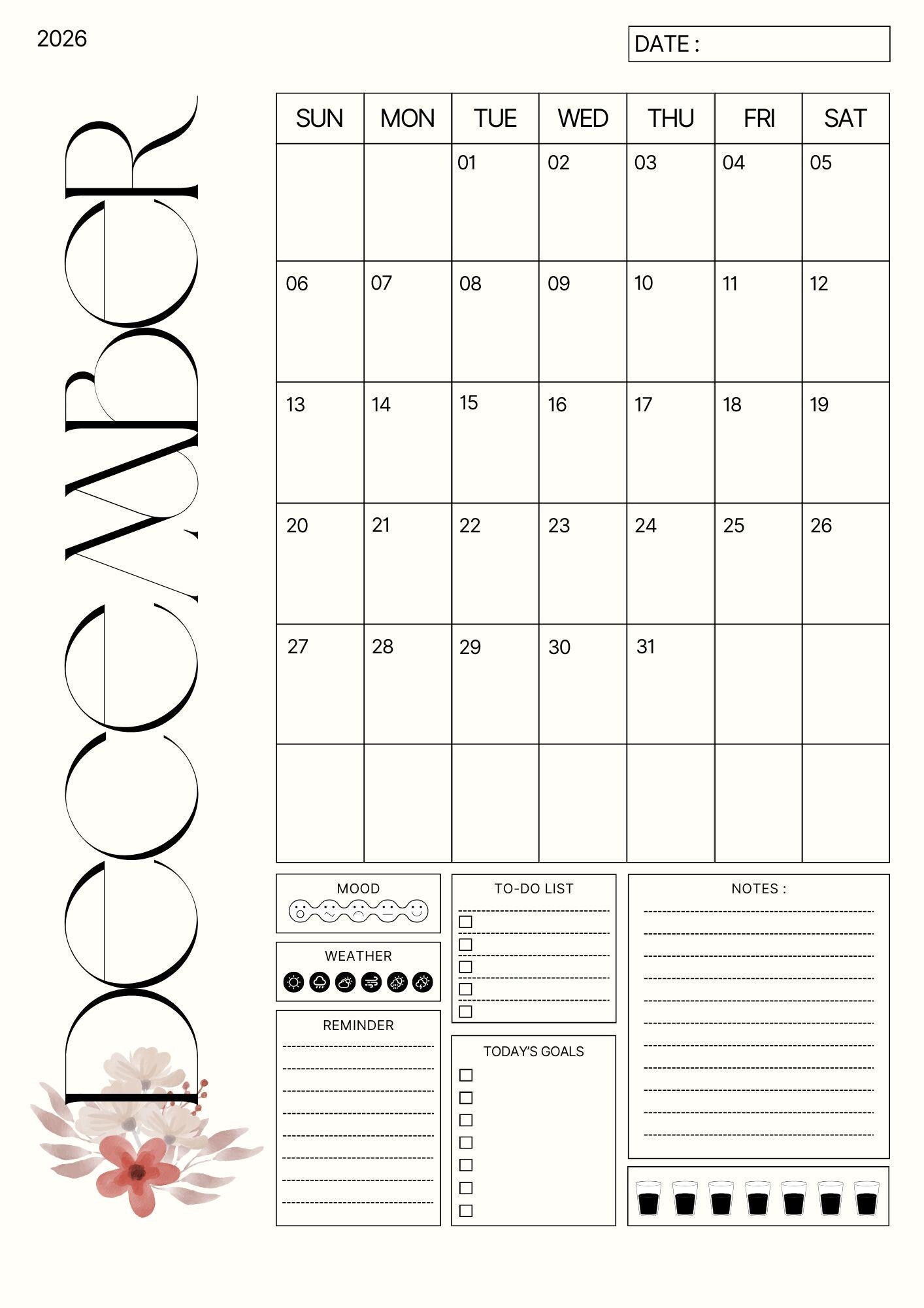 Minimalist 2026 Planner Printable | Daily & Weekly Task Organizer | Digital To-Do List PDF Download I 2026 Planner: Minimalist Daily and Weekly To-Do List (Printable Digital Download