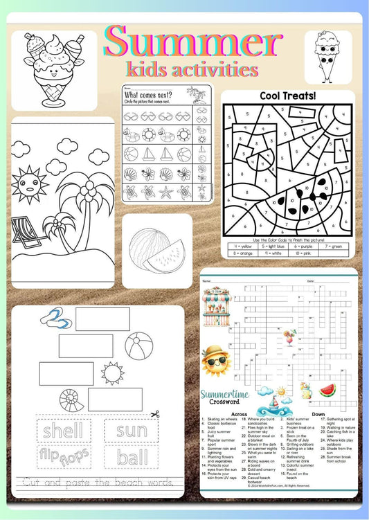 Kids Activity Workbook: Coloring Pages and Educational Games (PDF - 51 Pages)