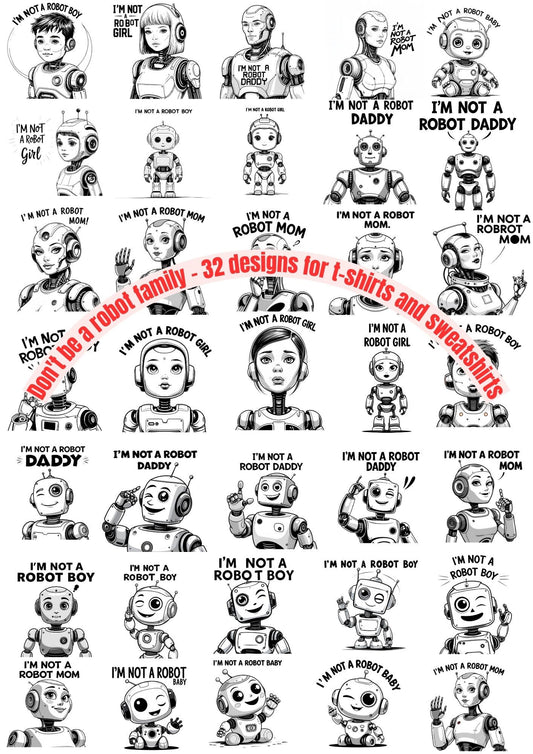 AI Family Matching T-Shirt Design | Funny “I’m Not a Robot” Graphic | Digital PNG Download for Sublimation I Funny AI Family Matching Shirt Design: I'm Not a Robot (PNG Digital Download) Family