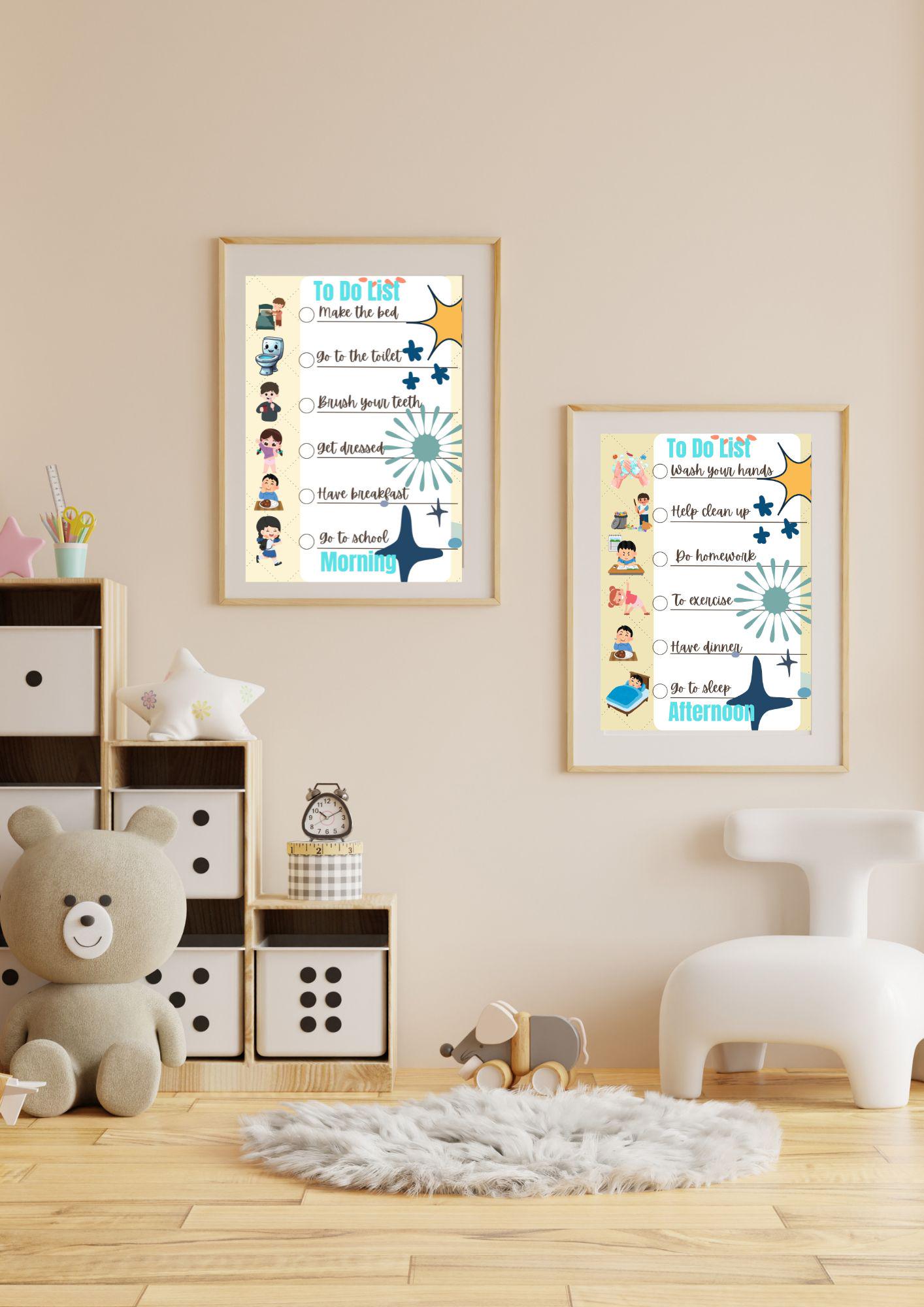 Kids Routine Chore Chart Printable | Daily Morning & Evening To-Do List | PDF Checklist in A4  US Letter Sizes I Printable Kids Morning and Afternoon To-Do List: Chore Chart (PDF Download A4/US Letter)
