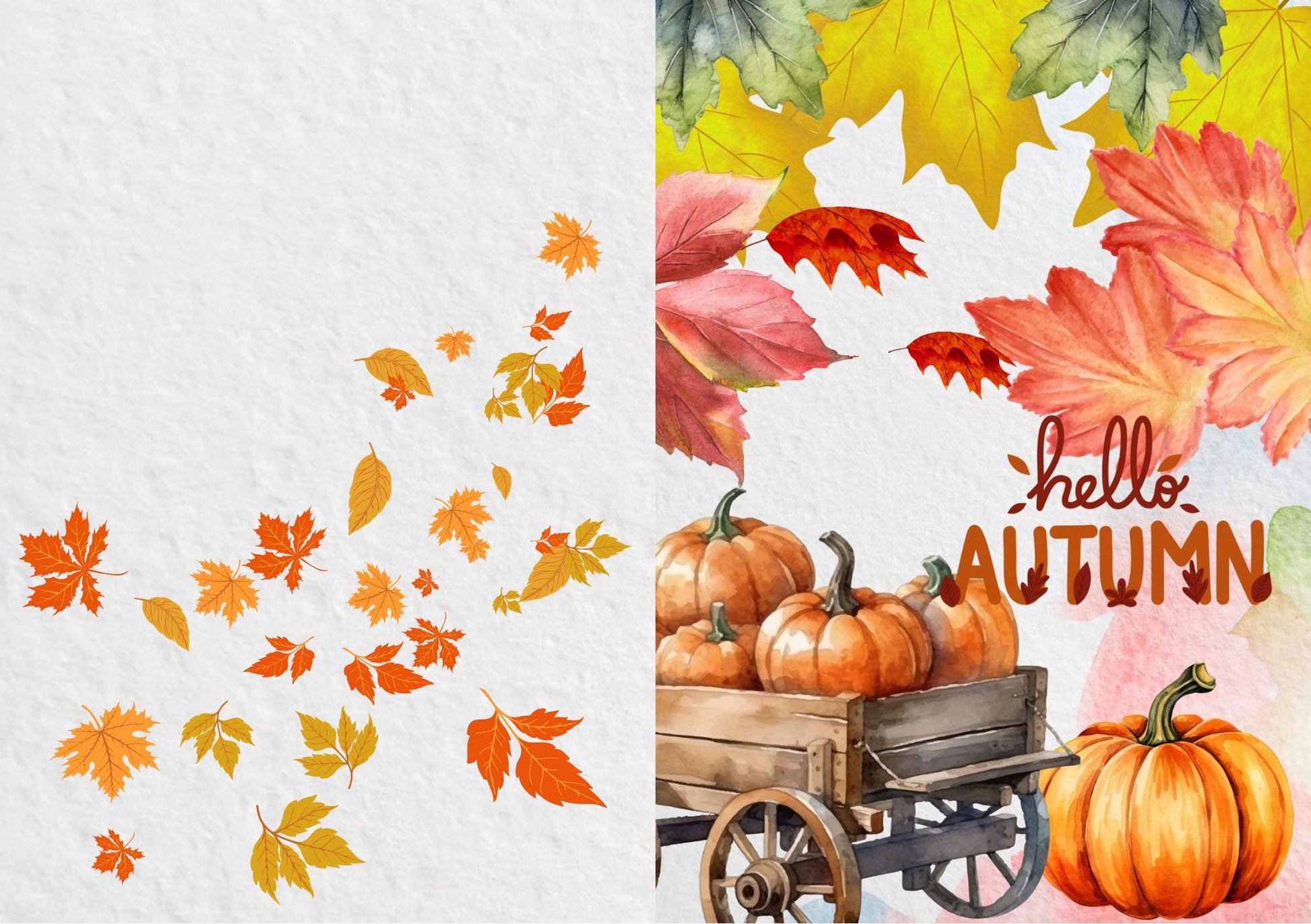 Hello Autumn Watercolor Card | Minimalist Pumpkin Printable | Fall Greeting Card Digital Download for Thanksgiving