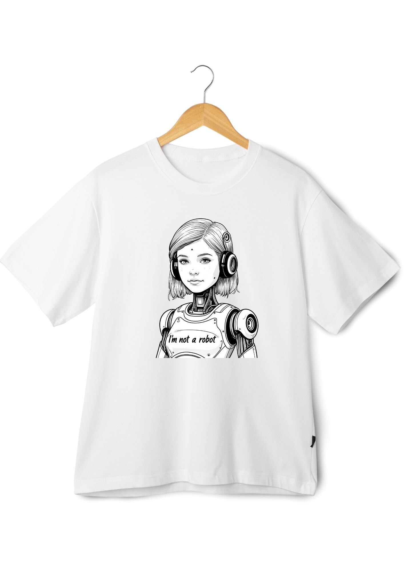 I'm Not a Robot” T-Shirt Design  – Printable PNG for POD & Streetwear Apparel