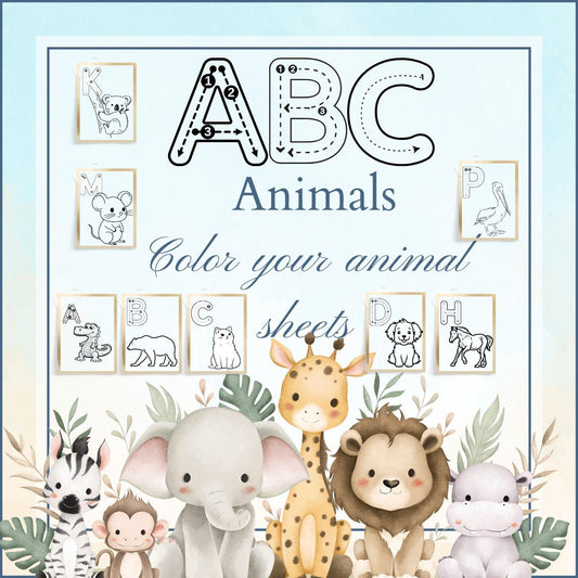 Alphabet Animal Coloring Book | ABC Learning Pages for Kids | Fun Printable Digital Download I ABC Animal Coloring Book: Fun Alphabet Learning Pages (Digital Download) for kids