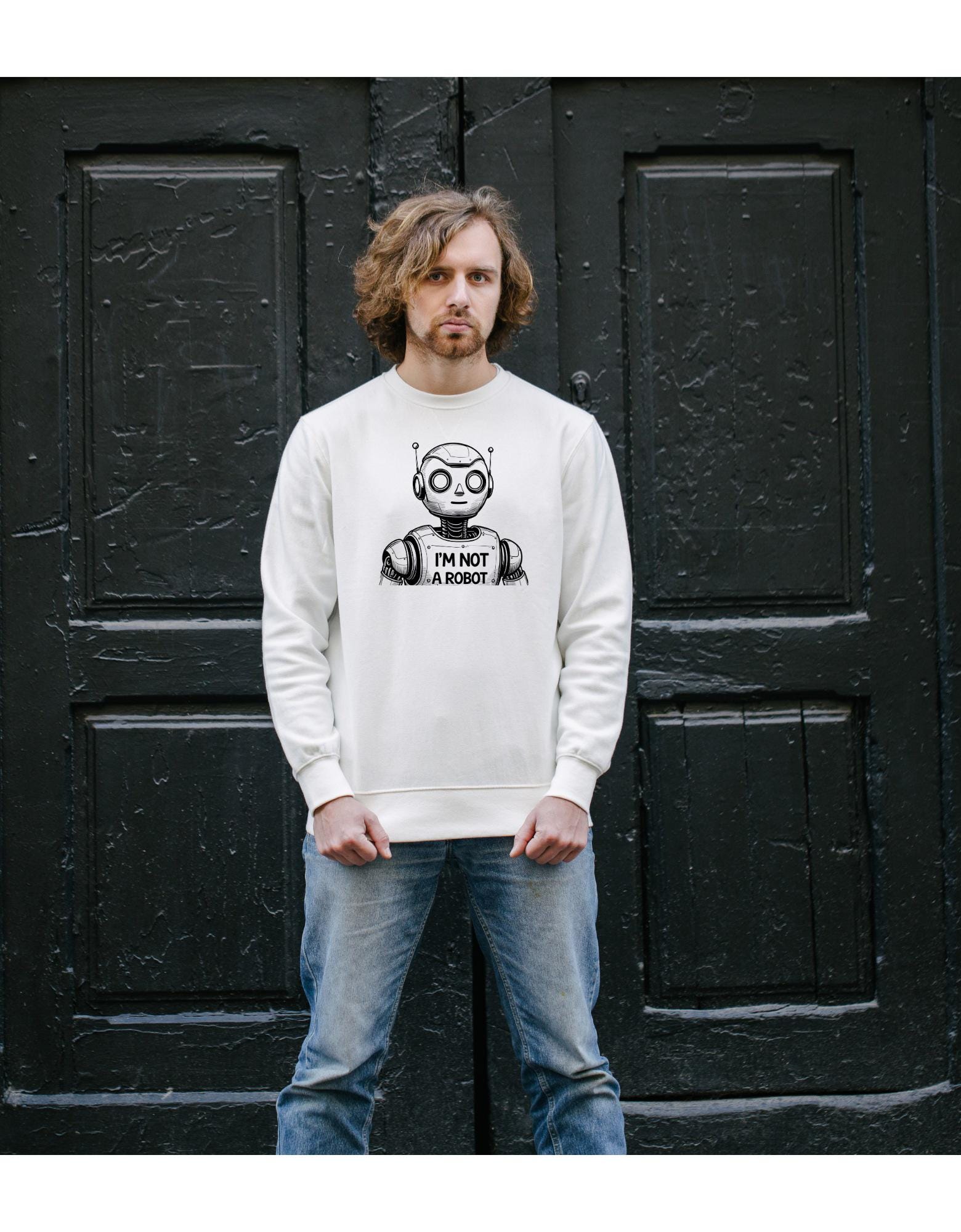 Funny Hoodie Design | “I’m Not a Robot” Graphic | Digital PNG Download for Sweatshirt & Apparel Printing I Hoodie Designs – “I'm Not a Robot” – Digital Download