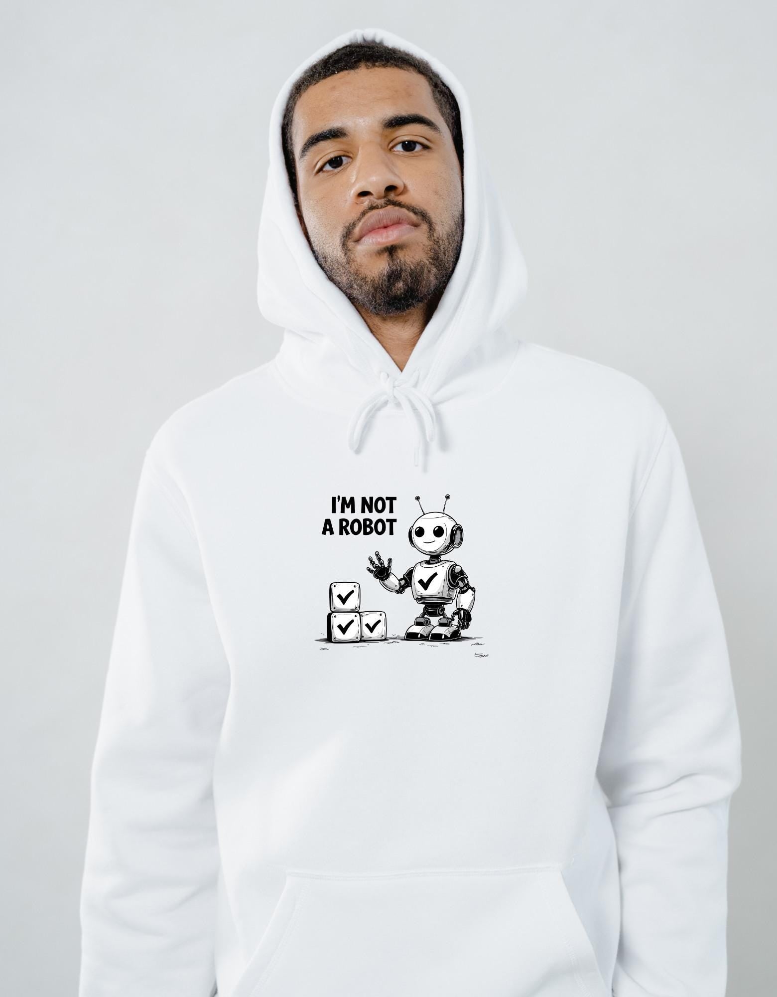Funny Hoodie Design | “I’m Not a Robot” Graphic | Digital PNG Download for Sweatshirt & Apparel Printing I Hoodie Designs – “I'm Not a Robot” – Digital Download