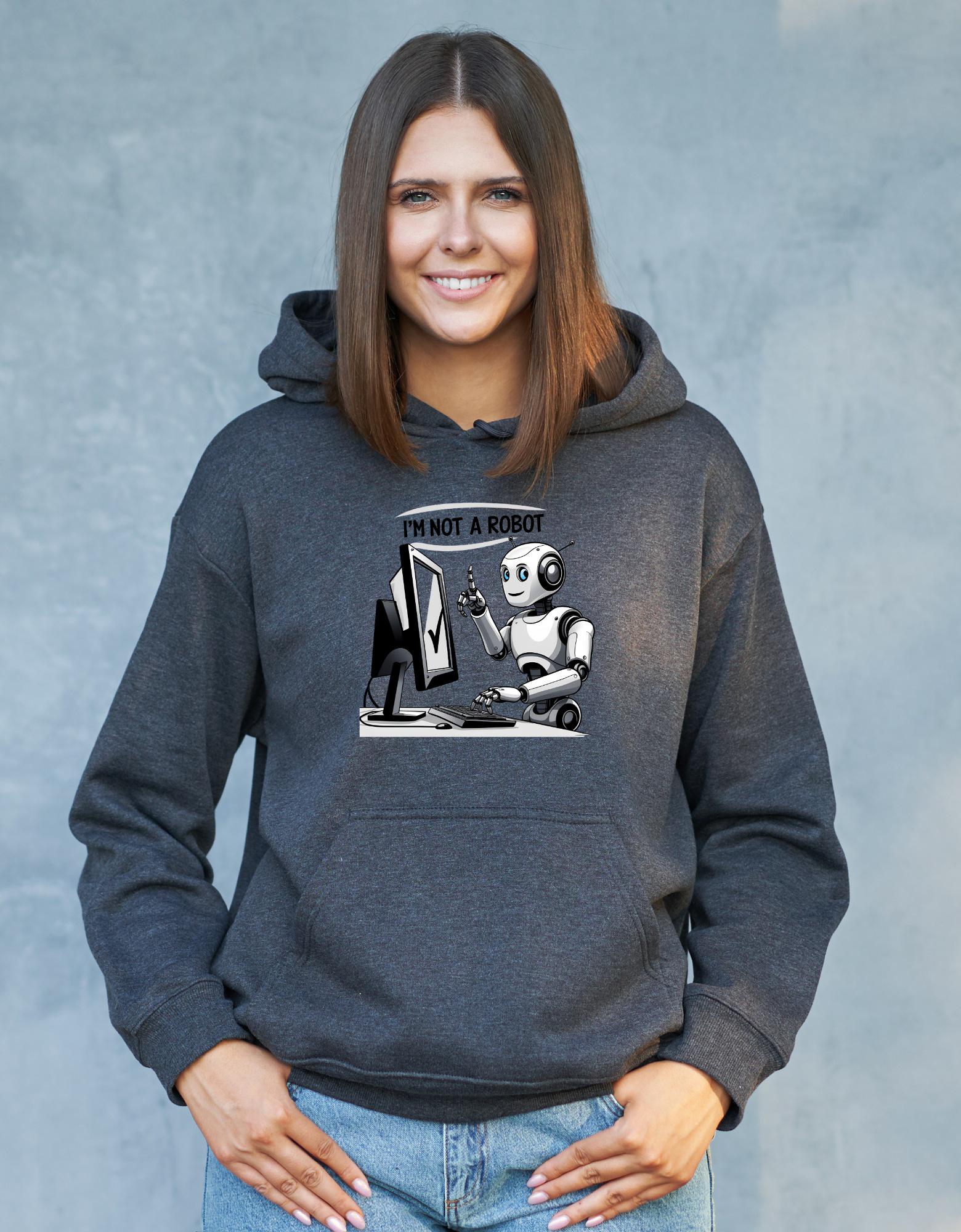 Funny Hoodie Design | “I’m Not a Robot” Graphic | Digital PNG Download for Sweatshirt & Apparel Printing I Hoodie Designs – “I'm Not a Robot” – Digital Download