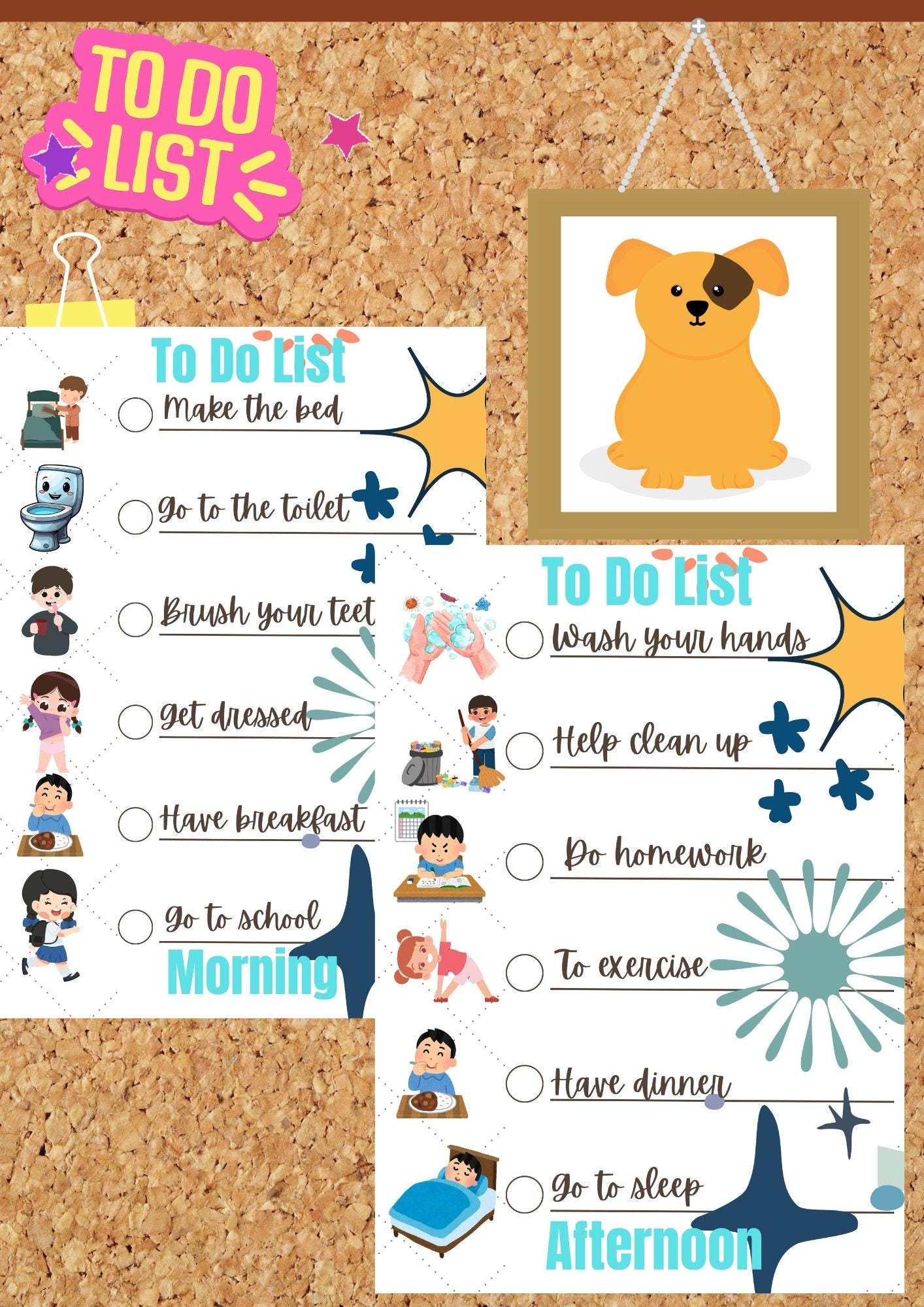 Kids Routine Chore Chart Printable | Daily Morning & Evening To-Do List | PDF Checklist in A4  US Letter Sizes I Printable Kids Morning and Afternoon To-Do List: Chore Chart (PDF Download A4/US Letter)