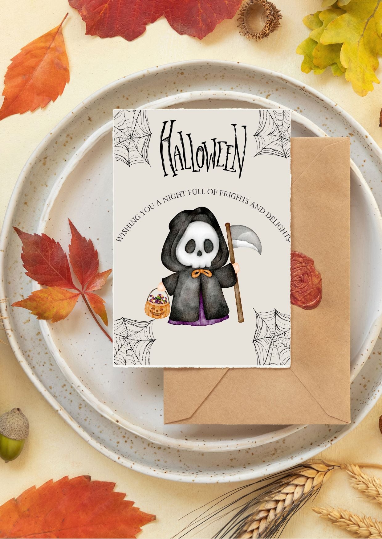 Digital Halloween Greeting Cards | 5 Printable Spooky Card Designs | Instant Download Scary Holiday Invitations